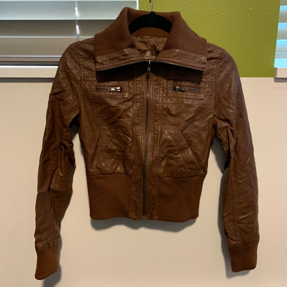 Brown faux leather jacket
